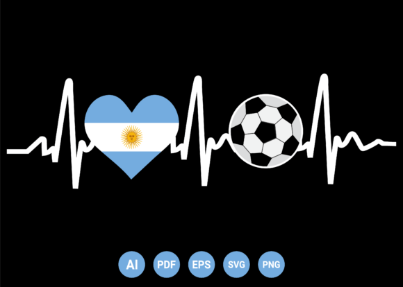 Argentina Flag Football Heartbeat Graphics