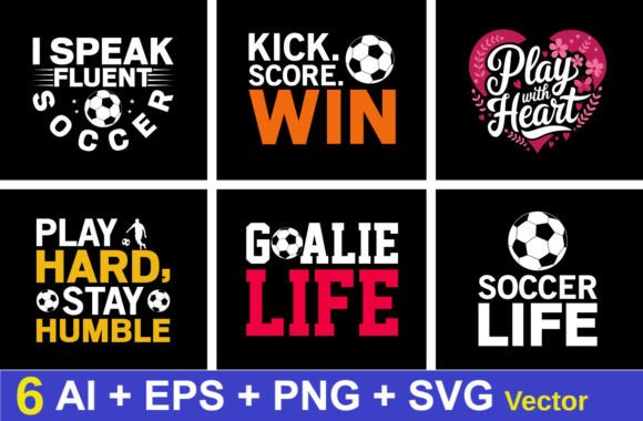 Football Tshirt Design, Soccer Bundle: Graphics for Crafts